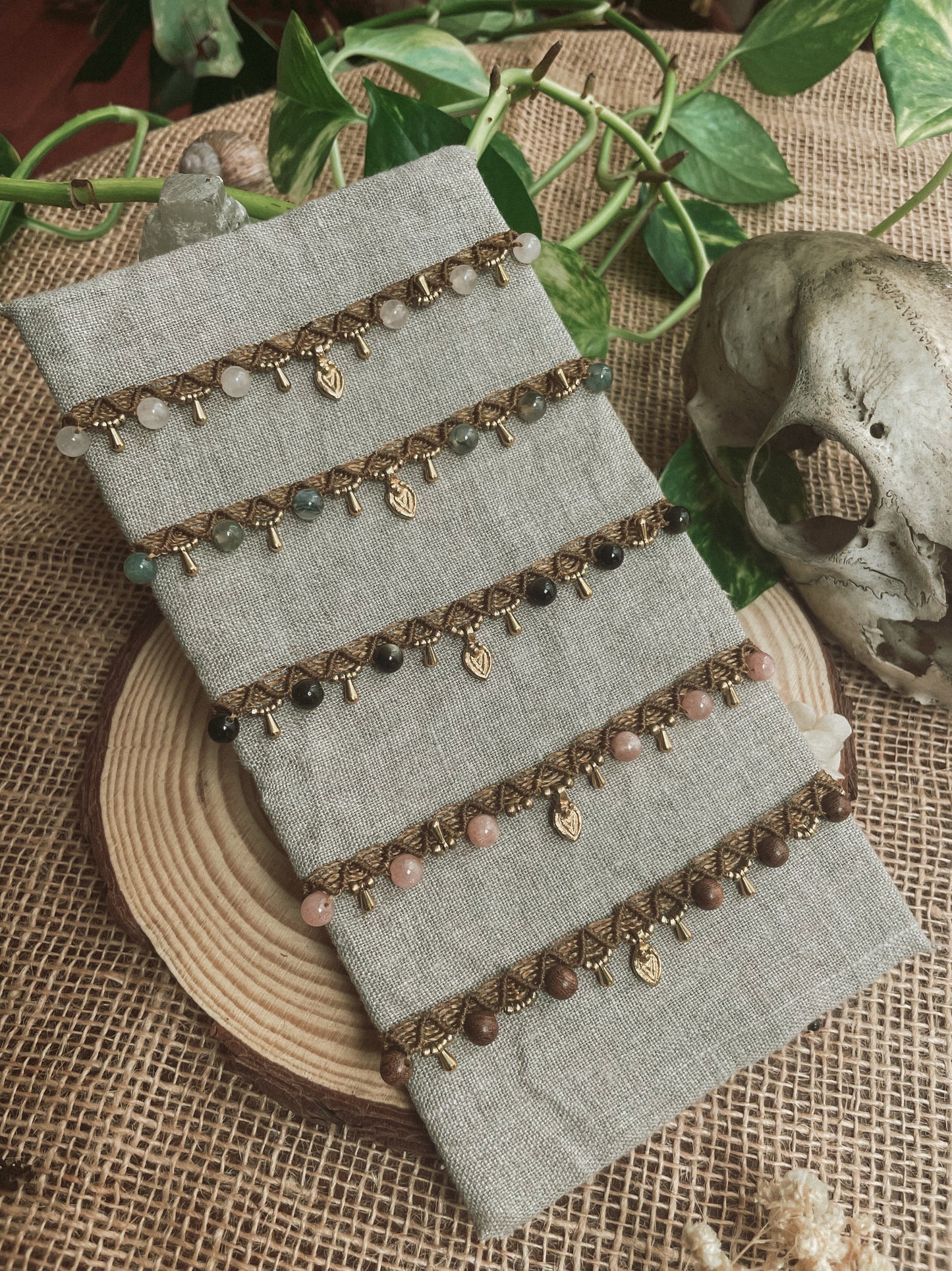 Fußkettchen gold mit Edelsteinperlen