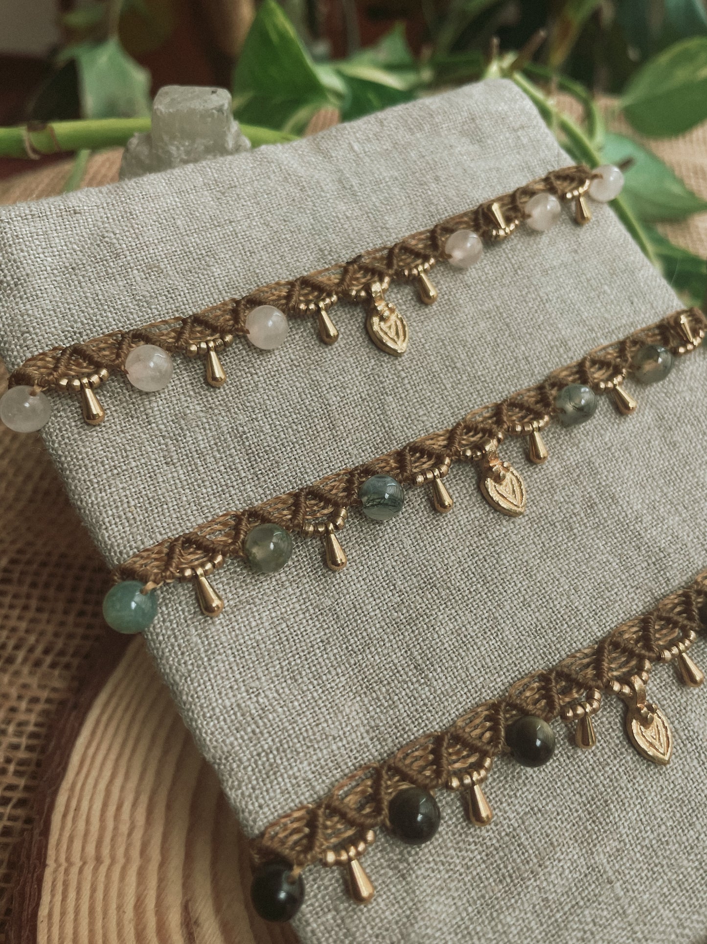 Fußkettchen gold mit Edelsteinperlen