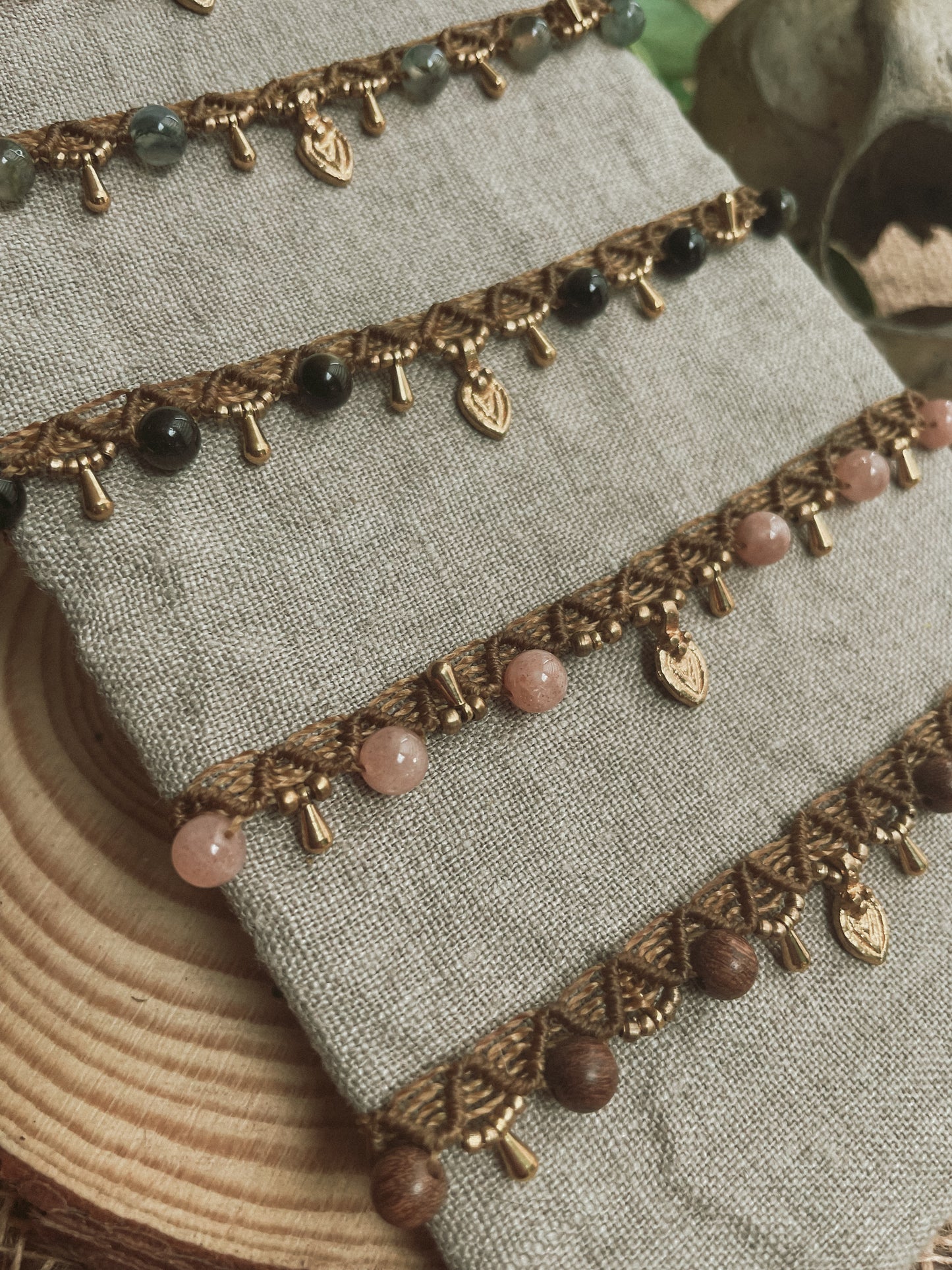 Fußkettchen gold mit Edelsteinperlen